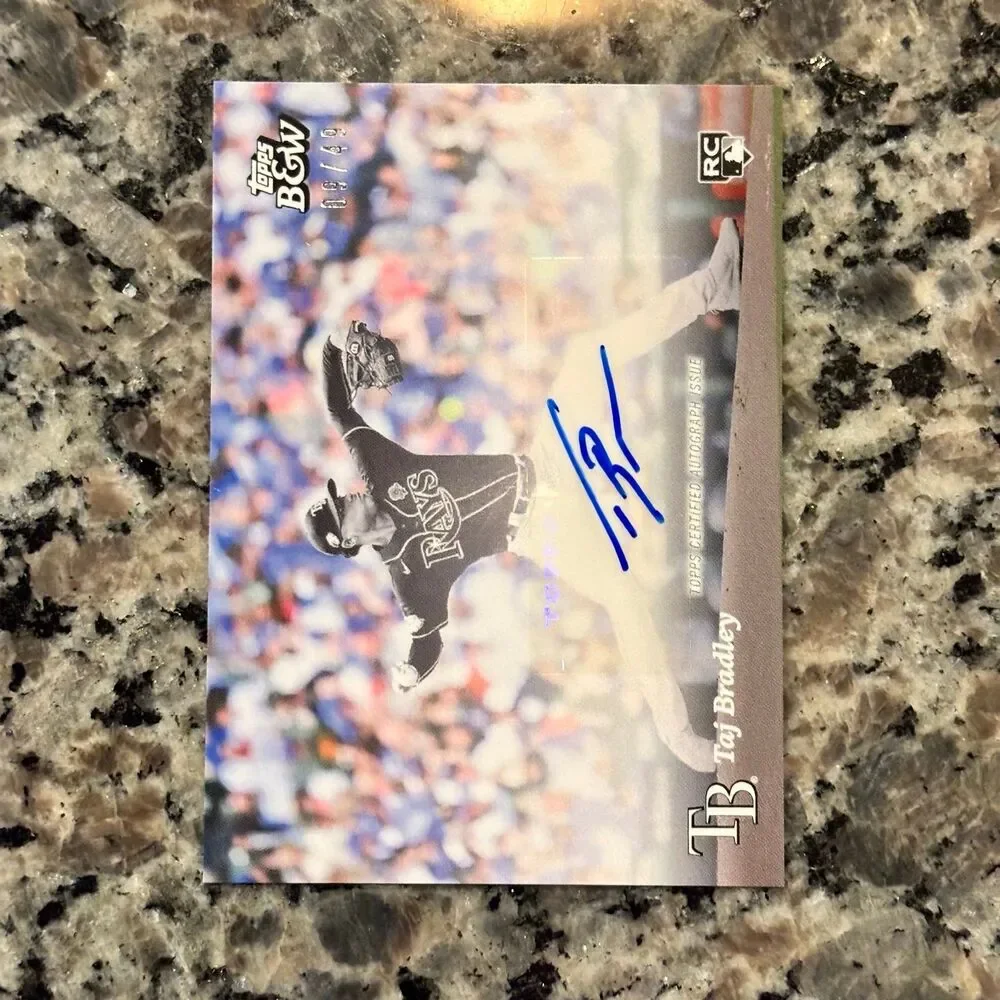 2023 Topps Black & White #55-A Taj Bradley Rookie RC Auto /49 Tampa Bay Rays